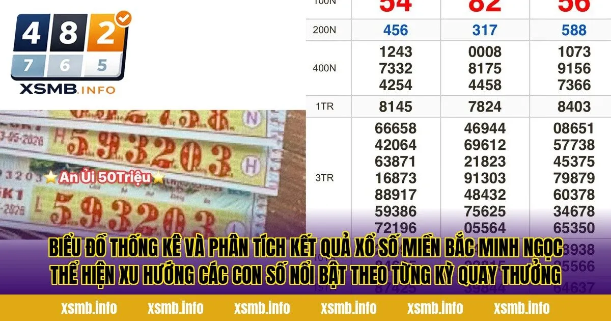 Biểu đồ thống kê và phân tích kết quả xổ số miền Bắc Minh Ngọc thể hiện xu hướng các con số nổi bật theo từng kỳ quay thưởng